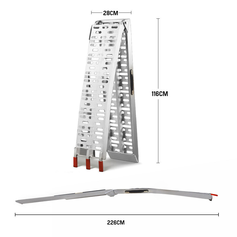 BULLET 2.3m Aluminium Loading Ramps, 680kg Rated, for Trailer ATV Quad Bike Buggy, 2 Pieces