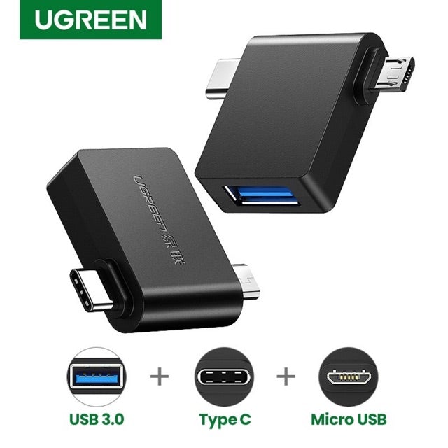 UGREEN Micro USB Male + USB-C to USB 3.0 Female OTG Adapter - 30453