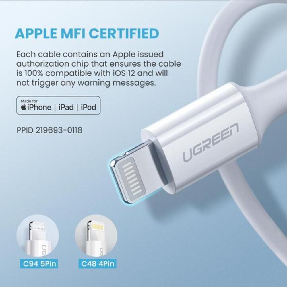 UGREEN MFI USB-C to  Cable 1M (White) - 60751