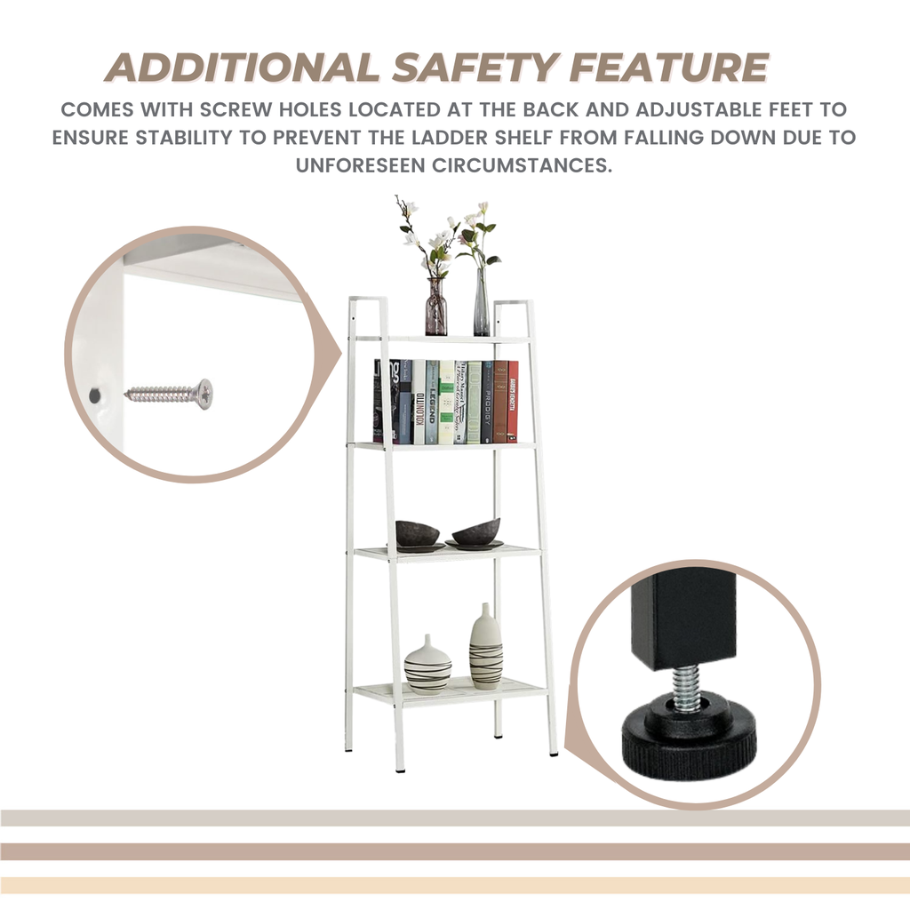 EKKIO Ladder Shelf 4 Tier (White) EK-LS-100-DSH