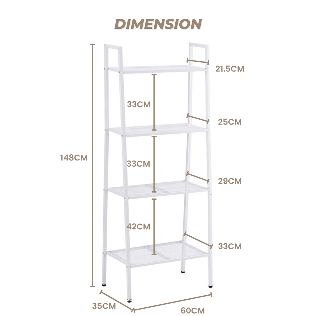 EKKIO Ladder Shelf 4 Tier (White) EK-LS-100-DSH