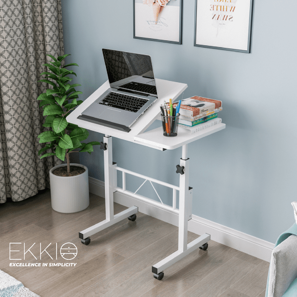 EKKIO Mobile Desk Half Tilt White EK-MD-100-VAC