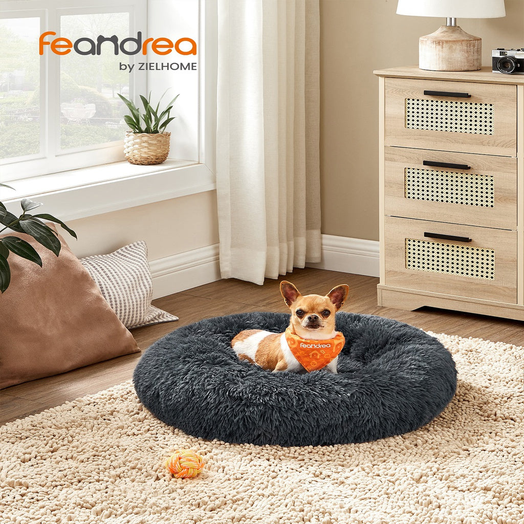 FEANDREA 60cm Dog Bed with Removable Washable Cusion Dark Gray