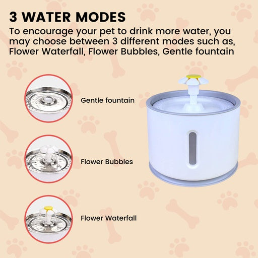 Floofi Pet Water Fountain 2.4L with Stainless Steel FI-WD-107-ZM