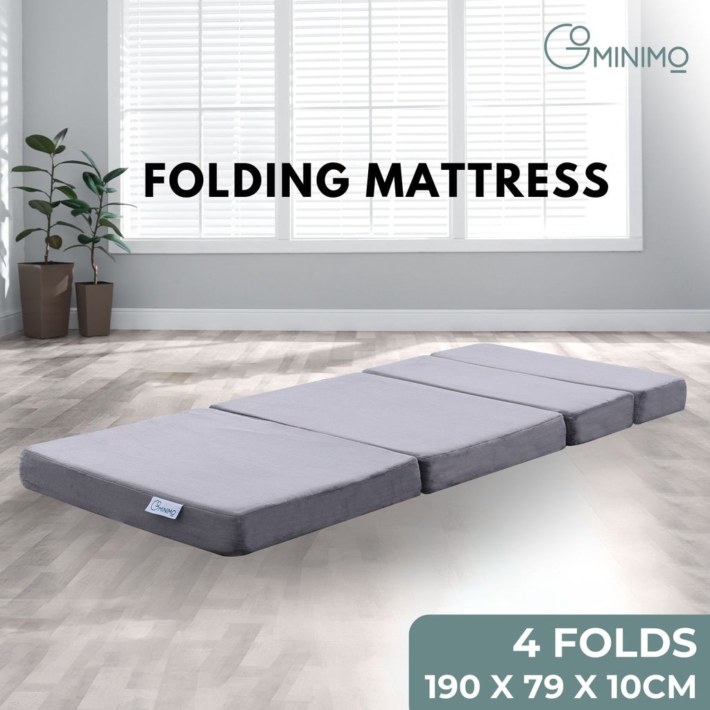 GOMINIMO 4 Fold Memory Foam Folding Mattress Dark Grey Velvet GO-FM-104-EON