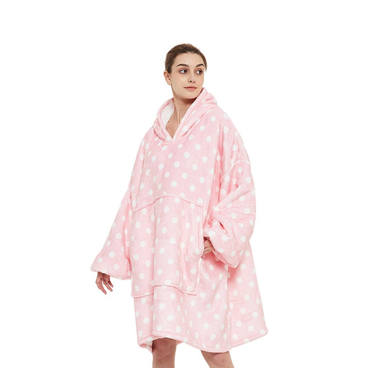 GOMINIMO Hoodie Blanket Light Pink Polka Dot HM-HB-101-AYS