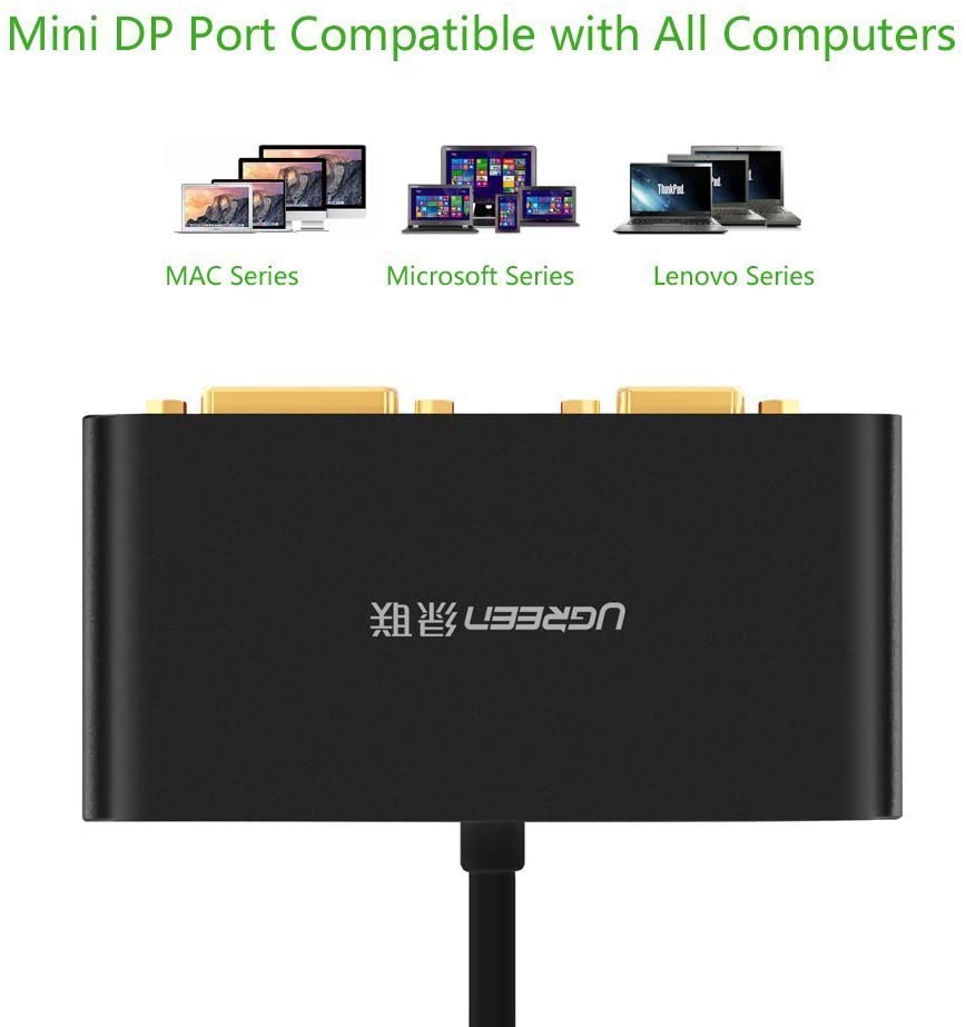 UGREEN 3-in-1 Mini Displayport(DP) to HDMI&VGA&DVI converter--black