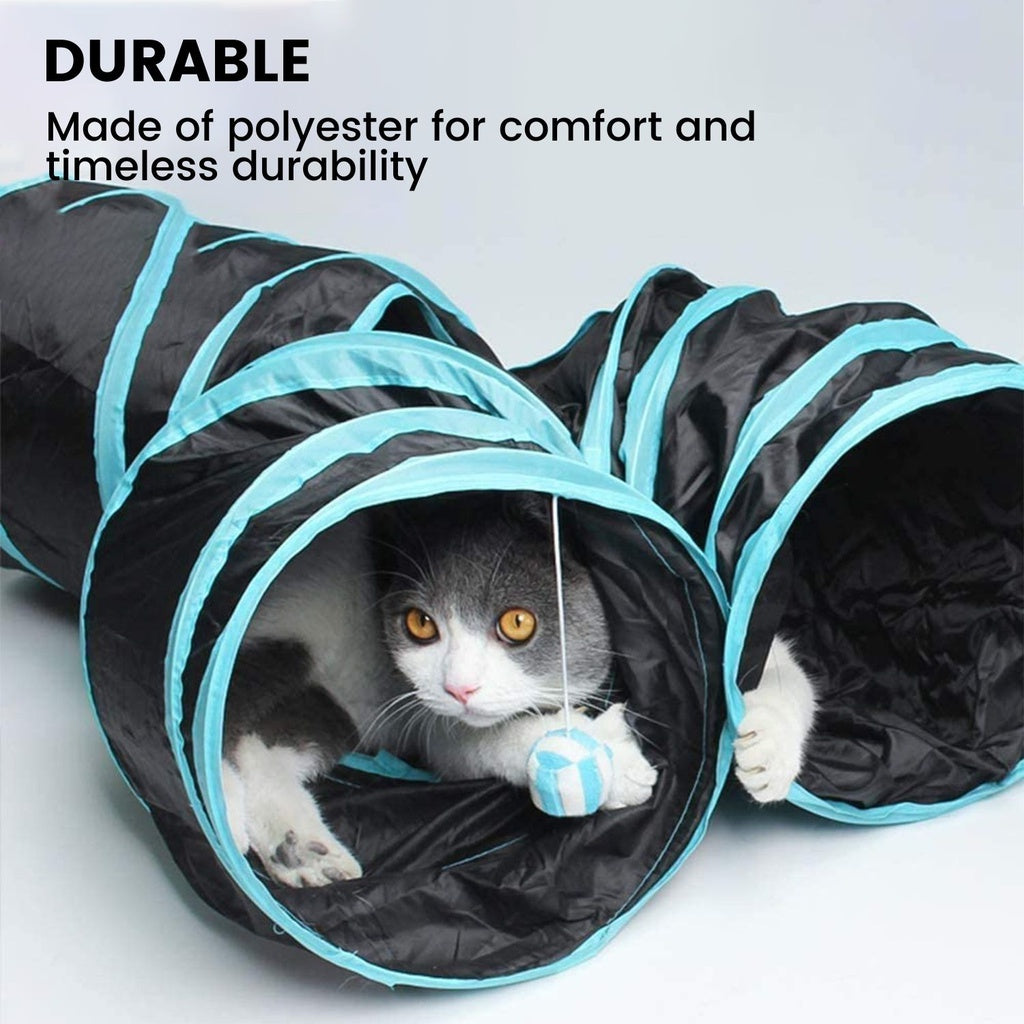 Floofi 4 Holes Cat Tunnel (Blue) - PT-CT-117-QQQ