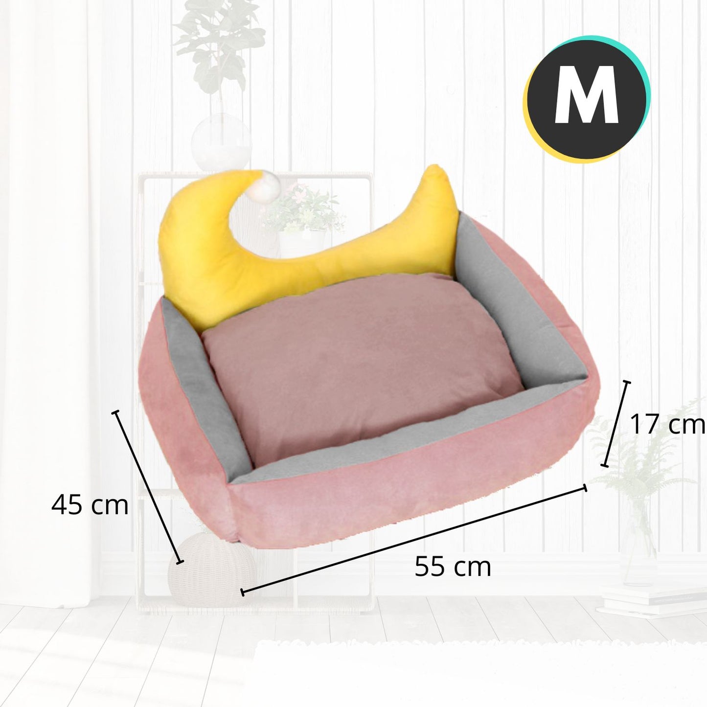 Floofi Pet Bed Moon Design (M Pink) PT-PB-247-YMJ