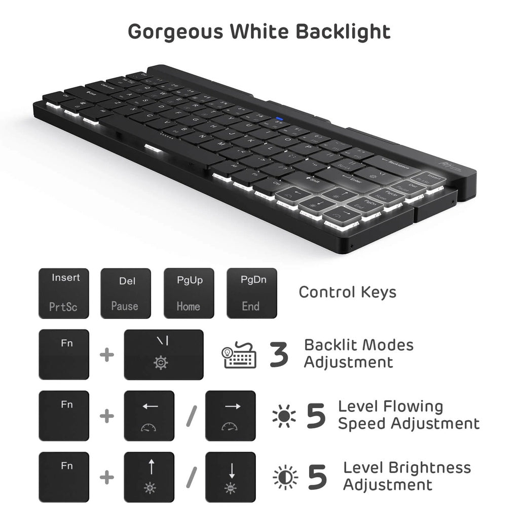 Royal Kludge RK925 Dual Mode Low Profile 60% Foldable Mechanical Keyboard Black (Red Switch)