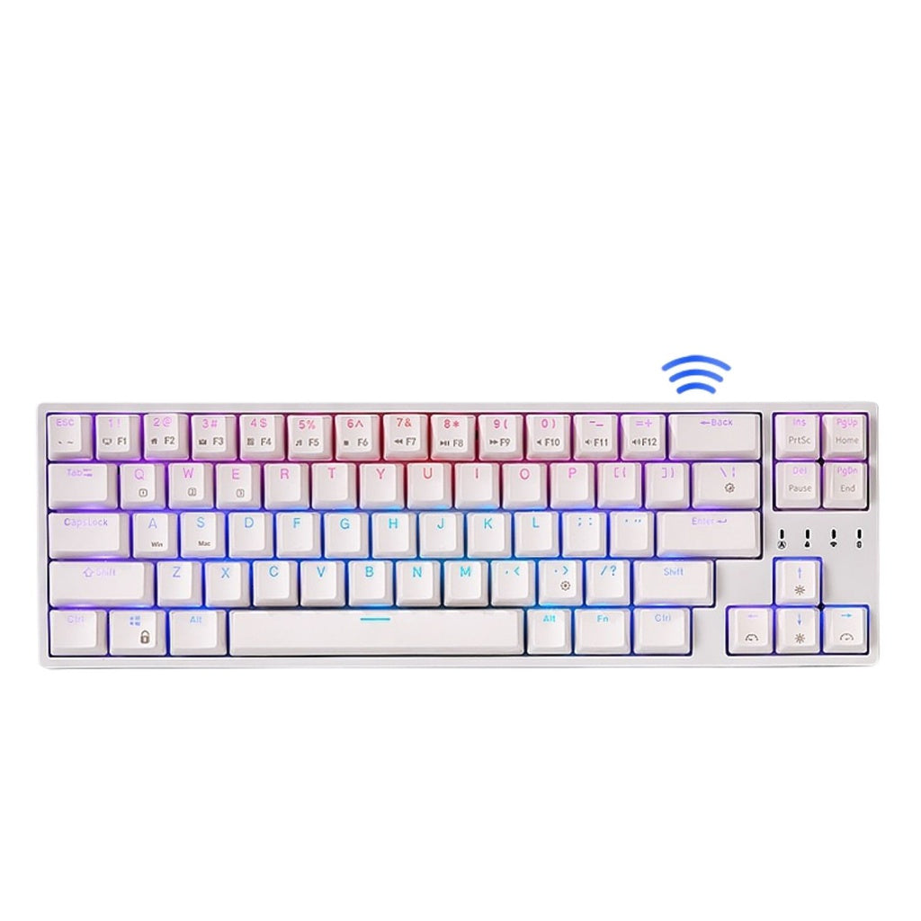 Royal Kludge RK871 (RK68 PLUS) Wired Tri Mode Bluetooth RGB Hot Swappable Mechanical Keyboard White (Red Switch)