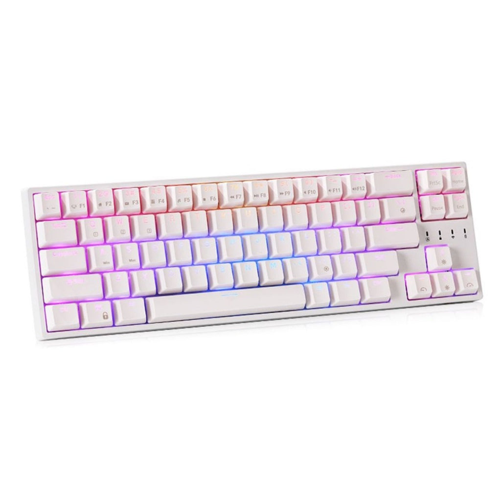 Royal Kludge RK871 (RK68 PLUS) Wired Tri Mode Bluetooth RGB Hot Swappable Mechanical Keyboard White (Red Switch)