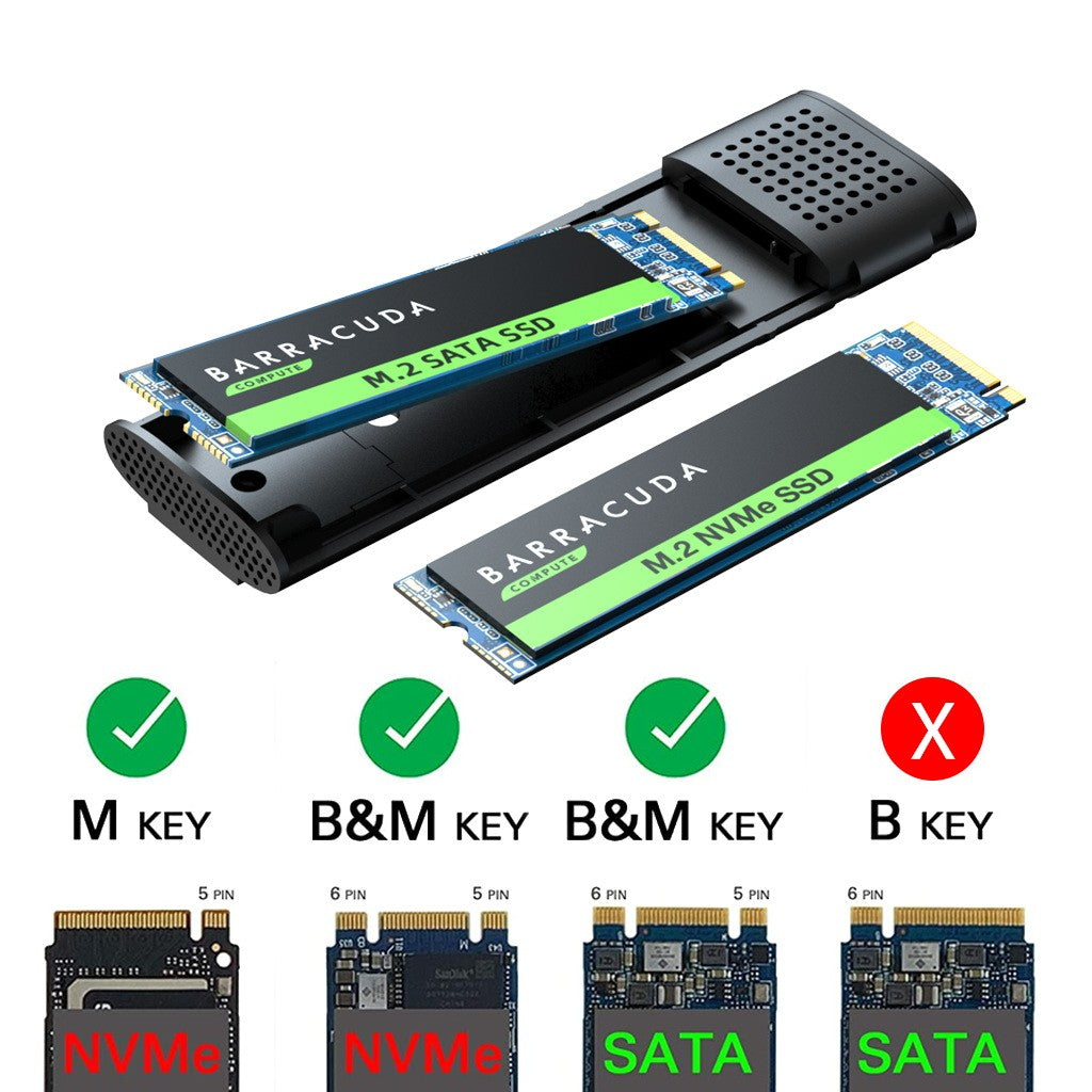 Simplecom SE516 NVMe / SATA Dual Protocol M.2 SSD Tool-Free USB-C Enclosure USB 3.2 Gen 2 10Gbps