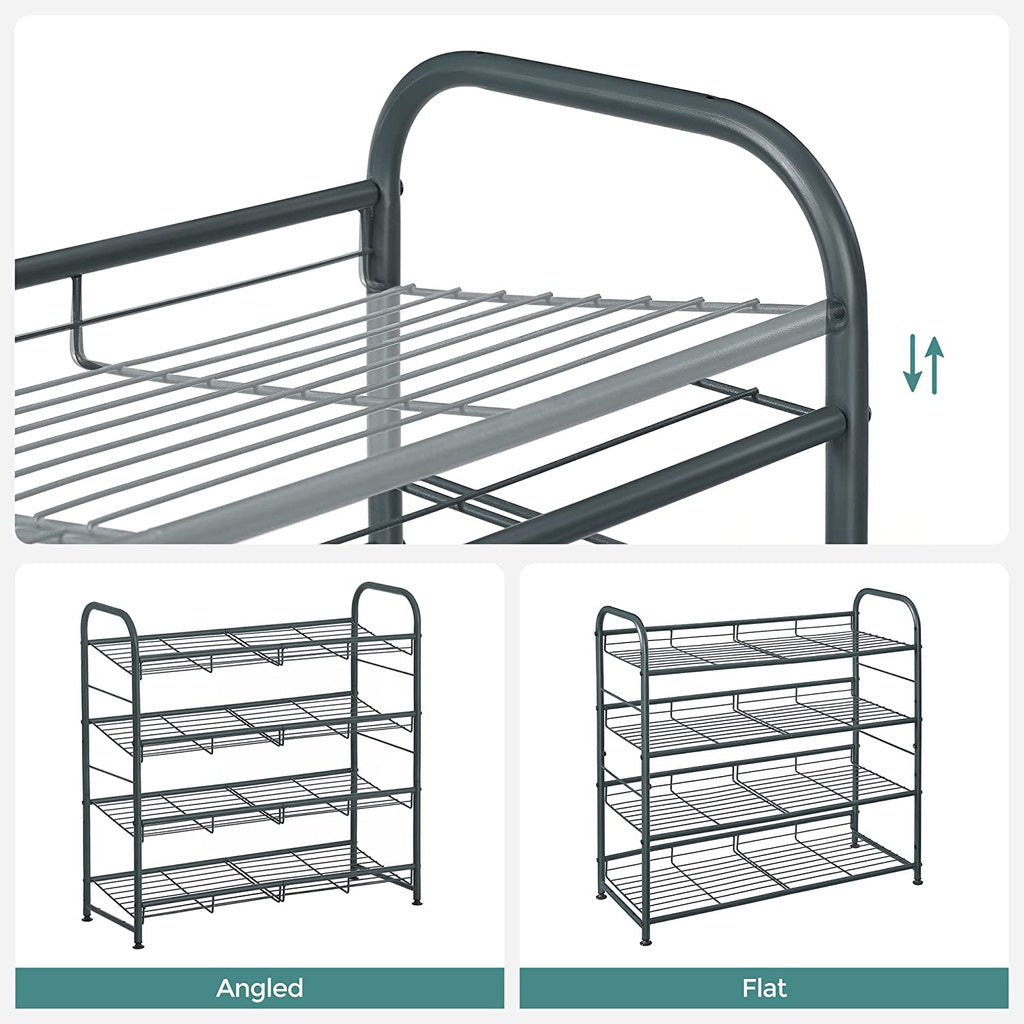 SONGMICS 4-Tier Shoe Rack Storage 16 Pairs Organizer Gray LMR067G01