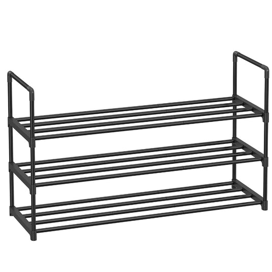 SONGMICS 3-Shelf Metal Shoe Rack Entryway Black LSA303B02