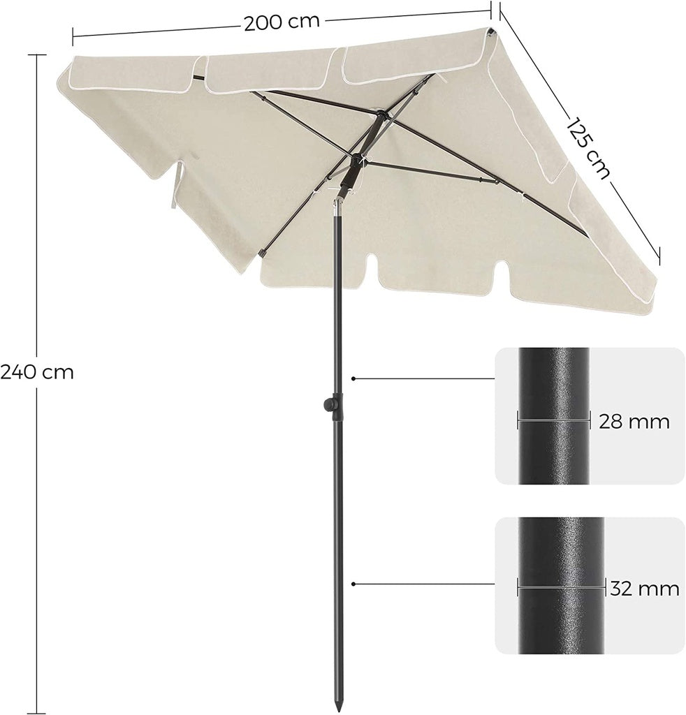 SONGMICS 2.4m Rectangular Beach Umbrella Beige