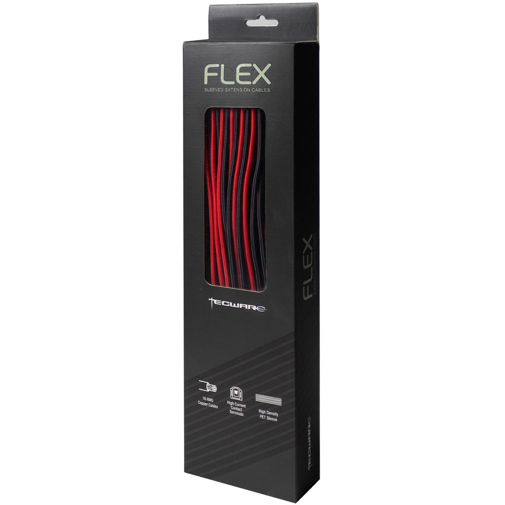 Tecware Flex Sleeved Extension Cables Set Black/Red TWAC-FLEXBKRD