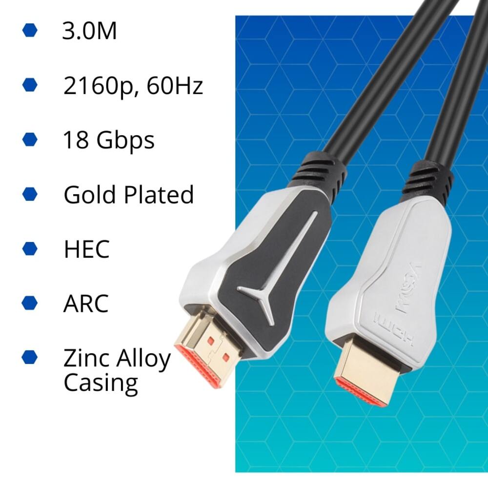 VCOM HDMI 2.0V AM/AM Cable 4K 60Hz 18Gbps (Zinc) - 3m - CG579-3.0