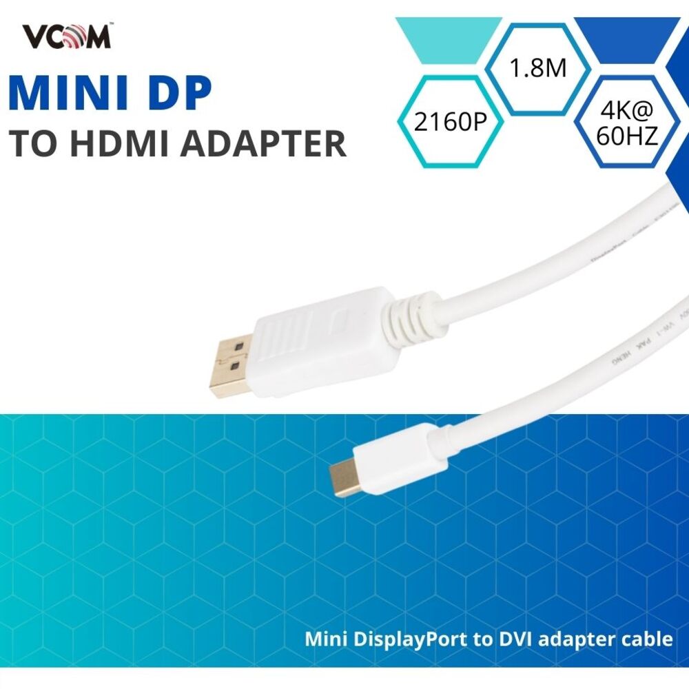 VCOM Mini Display Port Male to HDMI A/M Cable (White) - CG615-1.8