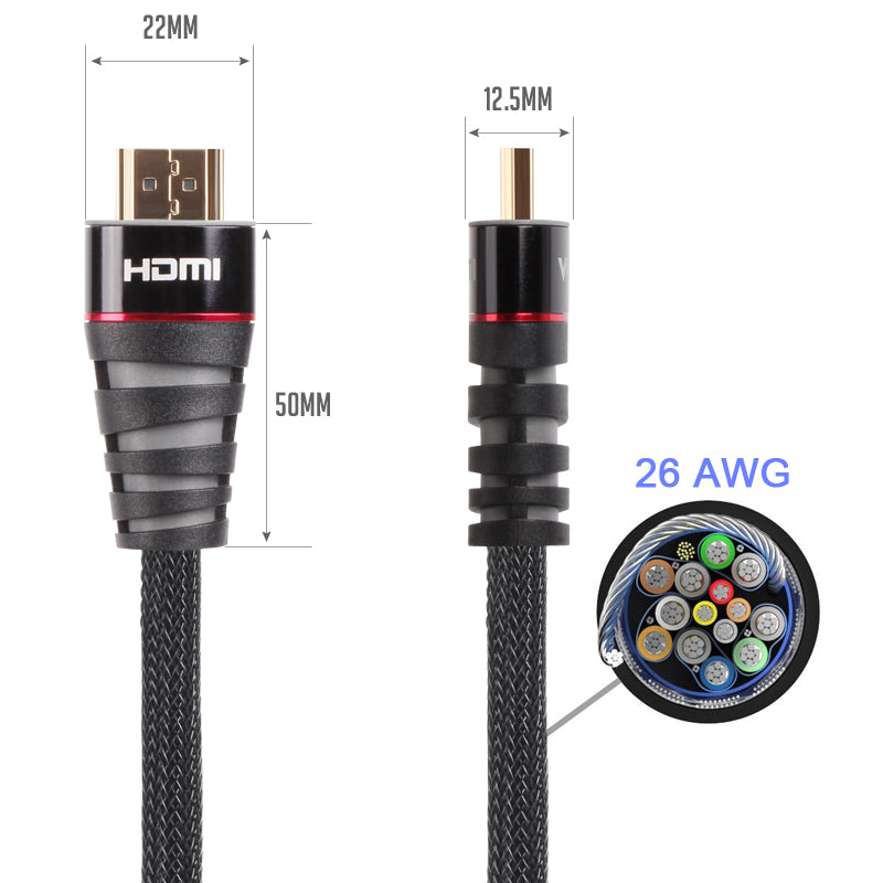 VCOM 3m Nylon Braided HDMI to HDMI 2.0 Cable CG526-B-3.0