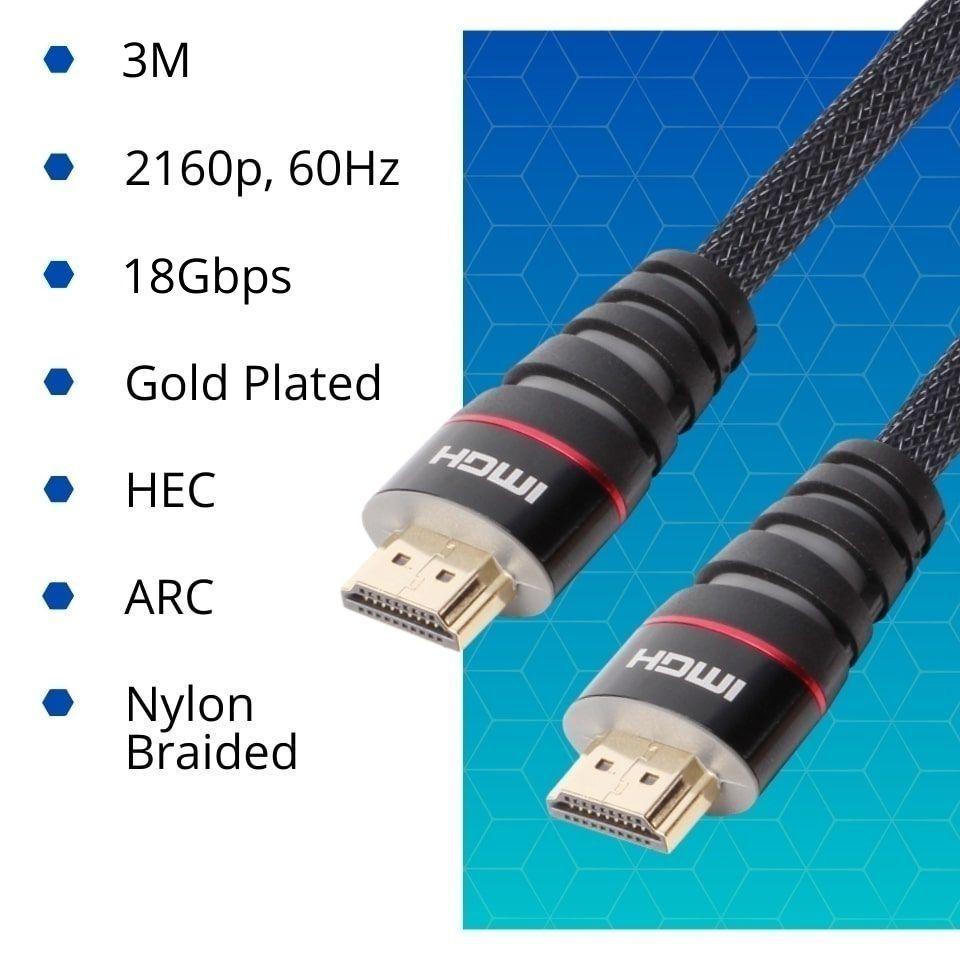 VCOM 3m Nylon Braided HDMI to HDMI 2.0 Cable CG526-B-3.0