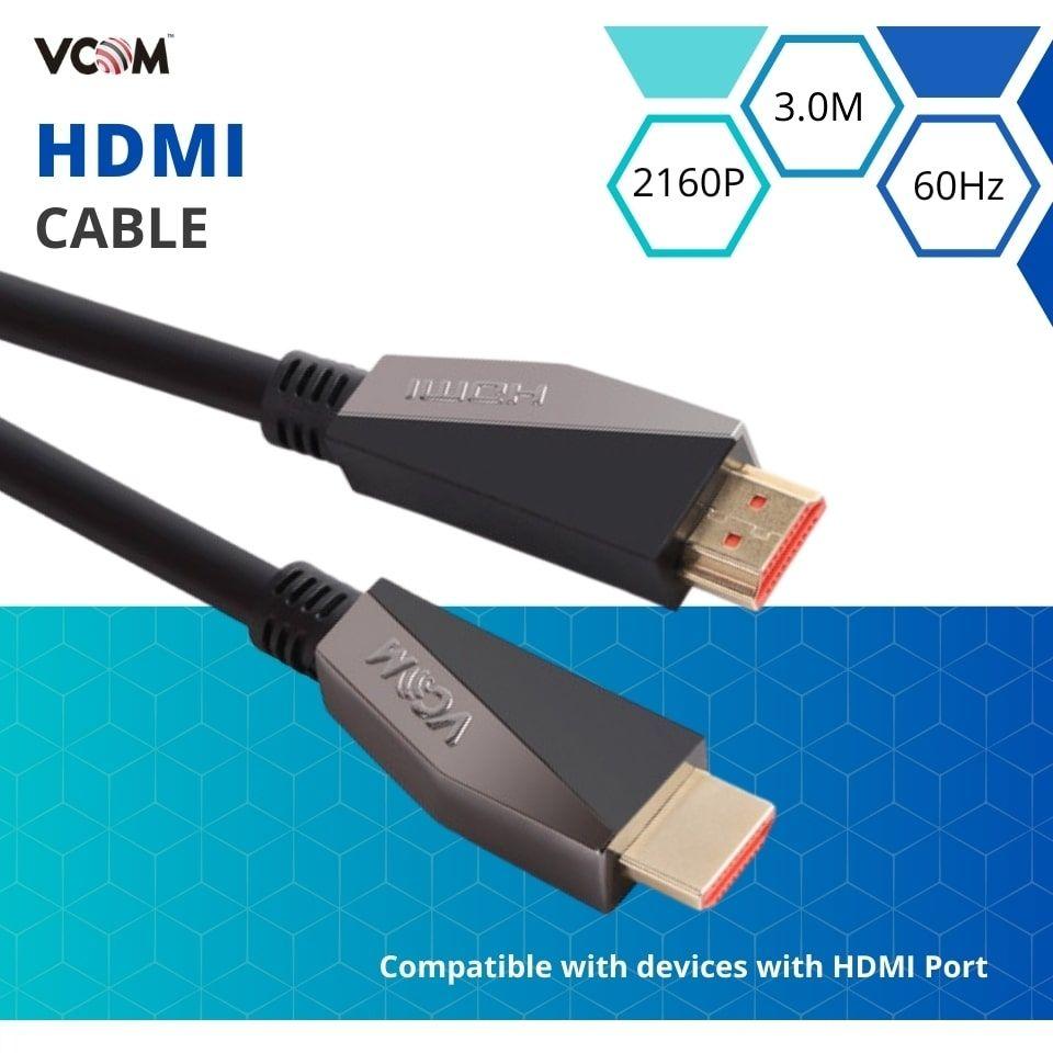 VCOM 3m Metal Plug HDMI to HDMI 2.0 Cable support 3D Ethernet 4K CG577-3.0