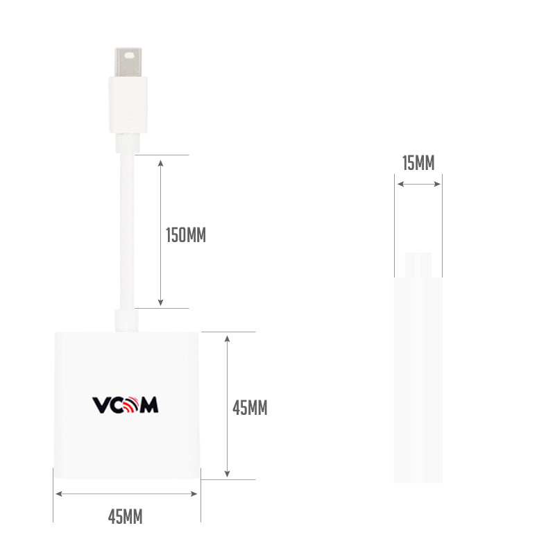 VCOM 0.15m Mini Display Port Male to HDMI Female Adapter Cable (White)CG611-0.15