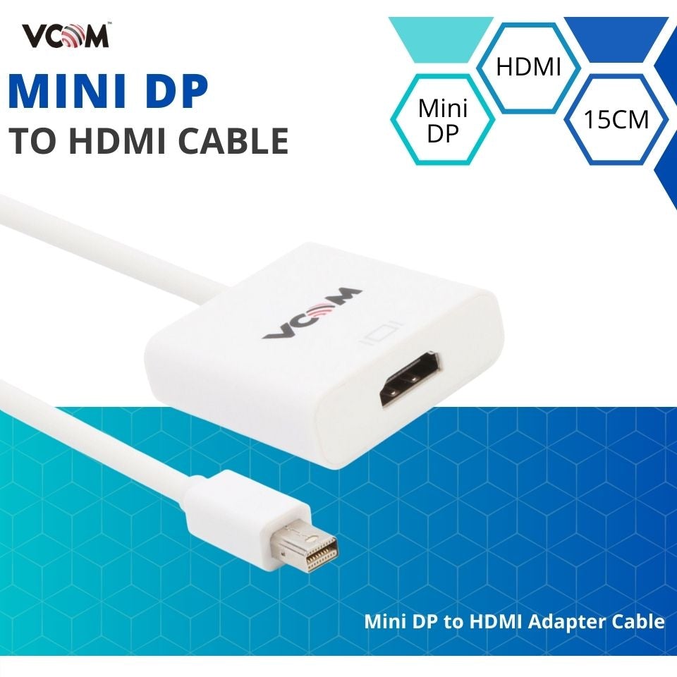 VCOM 0.15m Mini Display Port Male to HDMI Female Adapter Cable (White)CG611-0.15