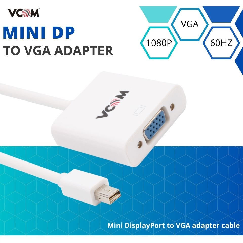 VCOM 0.15m Mini Display Port Male to VGA Female Adapter Cable (White) CG613-0.15