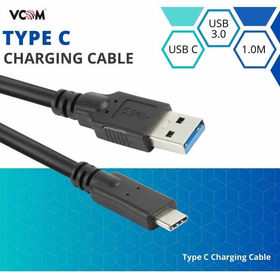 VCOM 1M USB-A to USB-C Type C 3.0 Male to Male Cable Black CU401