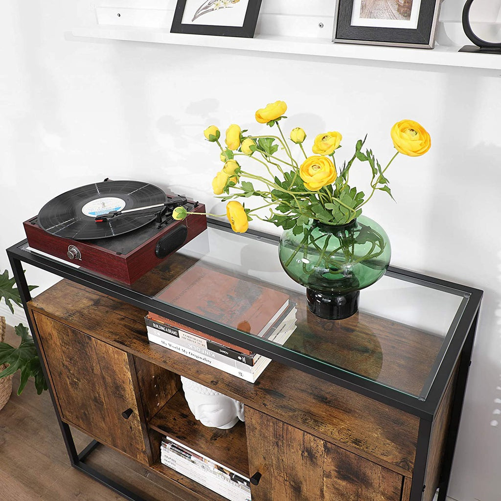 VASAGLE Sideboard Rustic Brown and Black LSC014B01