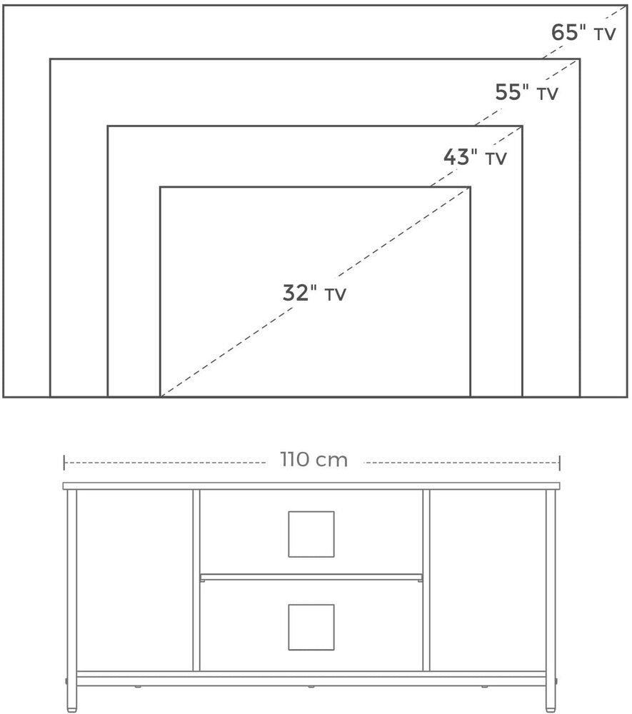 VASAGLE TV Cabinet TV Console Unit with Open Storage TV Stand with Shelving Rustic Brown LTV39BX