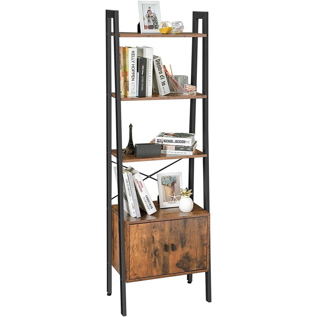 VASAGLE Ladder Bookshelf with Cupboard Rustic Brown LLS47BX