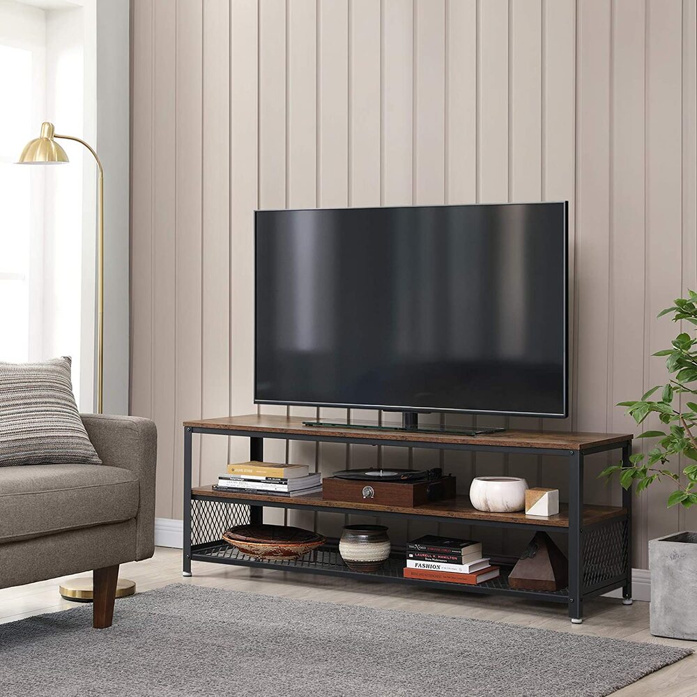 VASAGLE Industrial TV Stand for Screen Size up to 60 Inches Rustic Brown LTV50BX