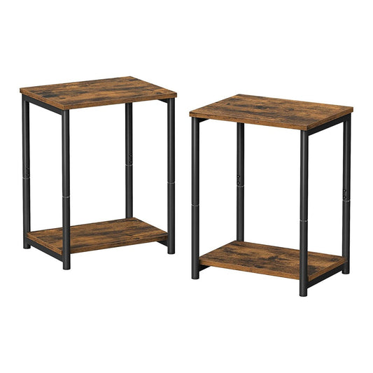 VASAGLE Side Table Set of 2 Vintage Brown with Storage Shelf LET272B01