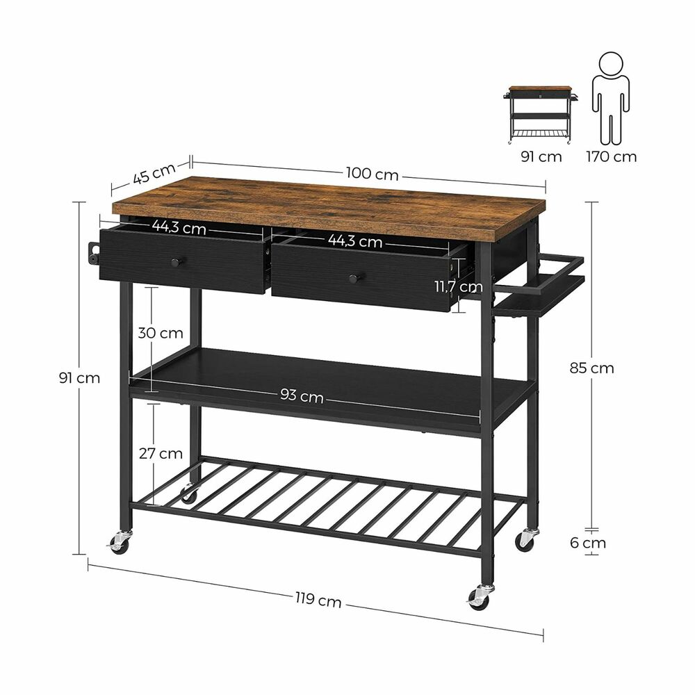 VASAGLE Kitchen Shelf Rustic Brown and Black KKI003B01