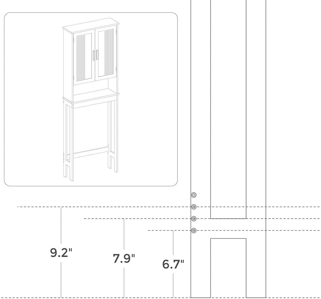 VASAGLE Toilet Shelf with Shelf and Double Doors White BBC10WT