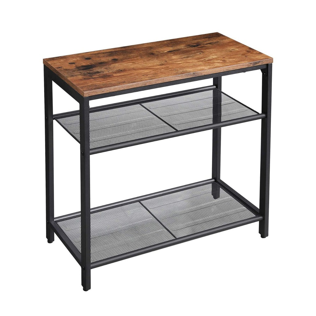 VASAGLE INDESTIC Side Table 3-Tier End Table with Mesh Shelves Industrial Design Rustic Brown