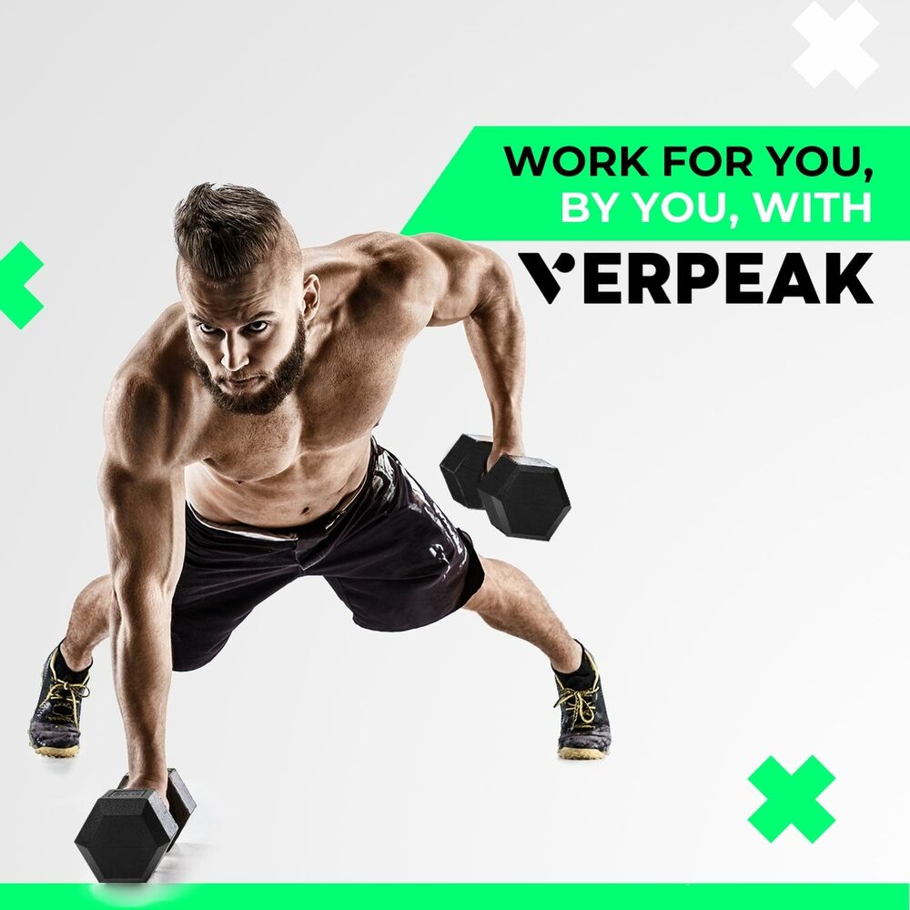 VERPEAK Rubber Hex Dumbbells 15kg - VP-DB-106 / VP-DB-106-LX