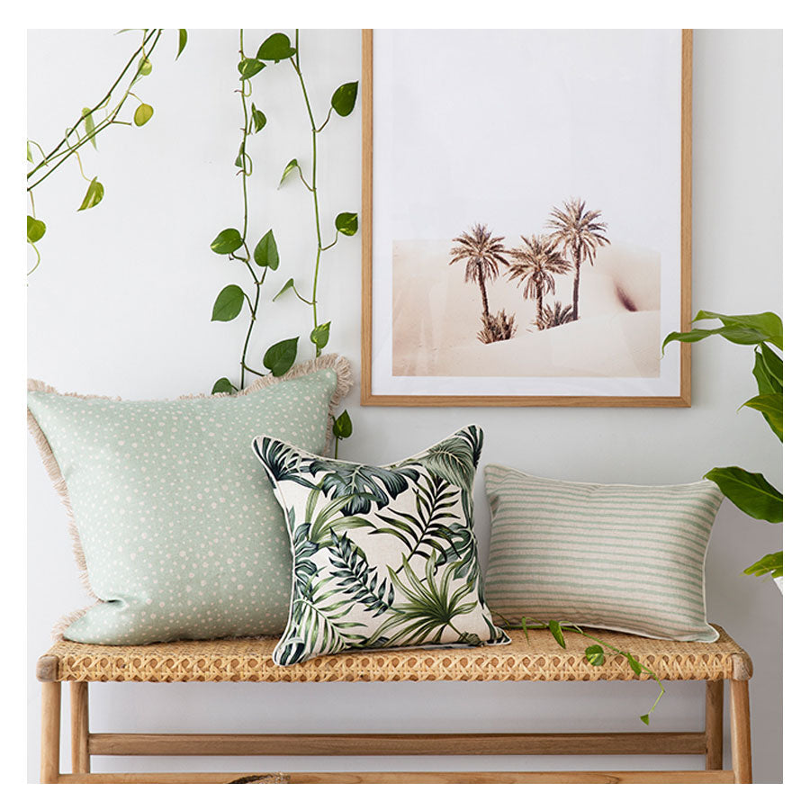 Cushion Cover-Coastal Fringe-Lunar Pale Mint-60cm x 60cm