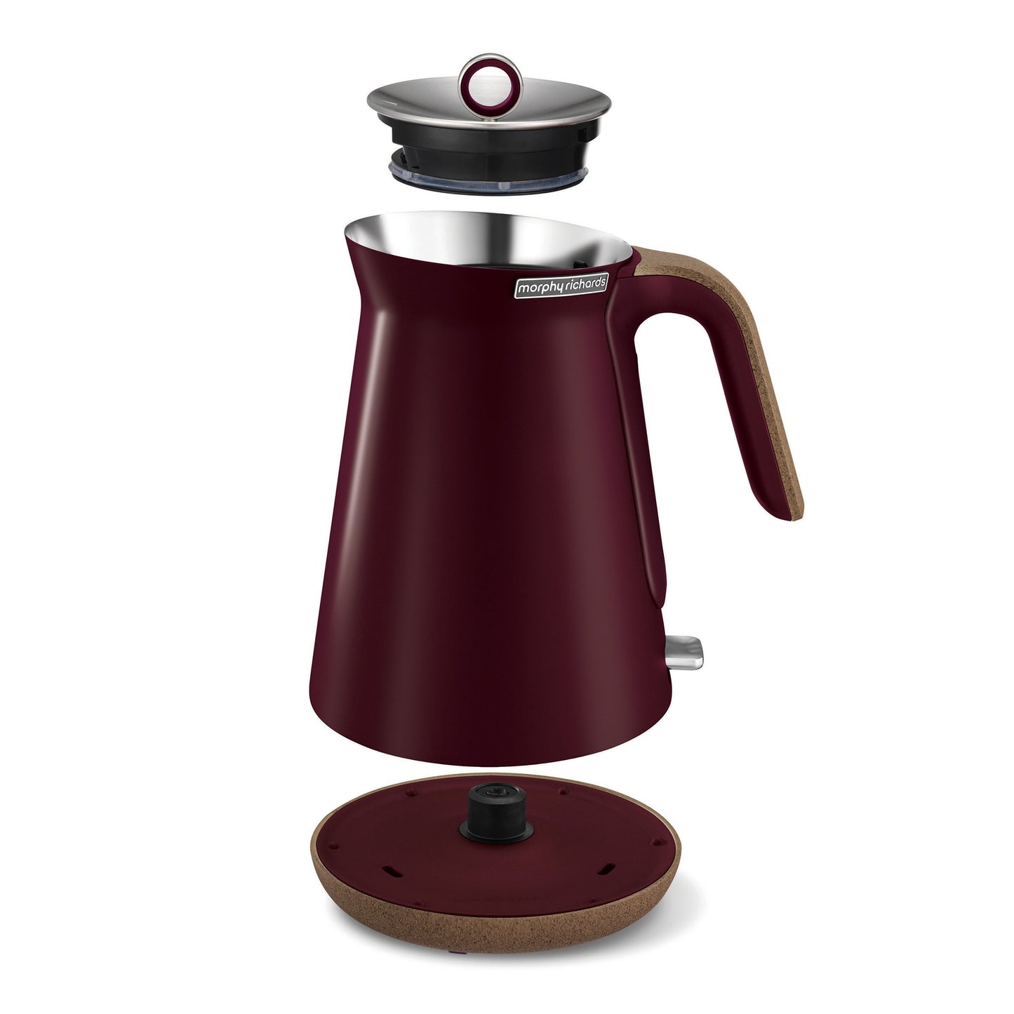 Morphy Richards 1.5L Aspect Kettle - Maroon with Cork-Effect Trim