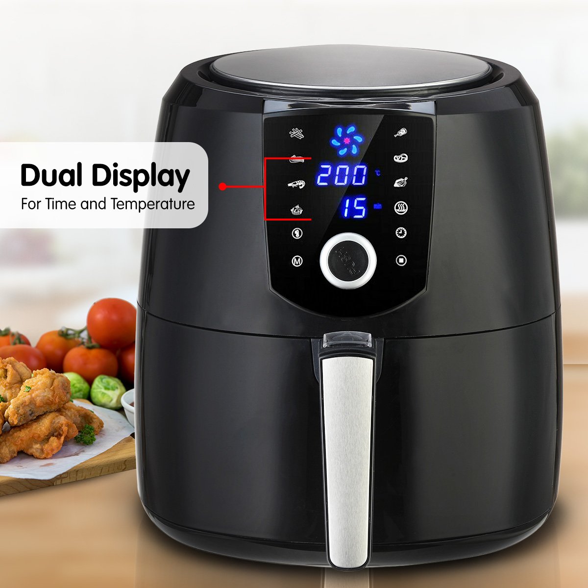 Pronti 7.2l Electric Air Fryer - 1800w Healthy Cooker For Oil-free Low-fat Cooking Kitchen Bench-top Oven Oil Free Low Fat - Black