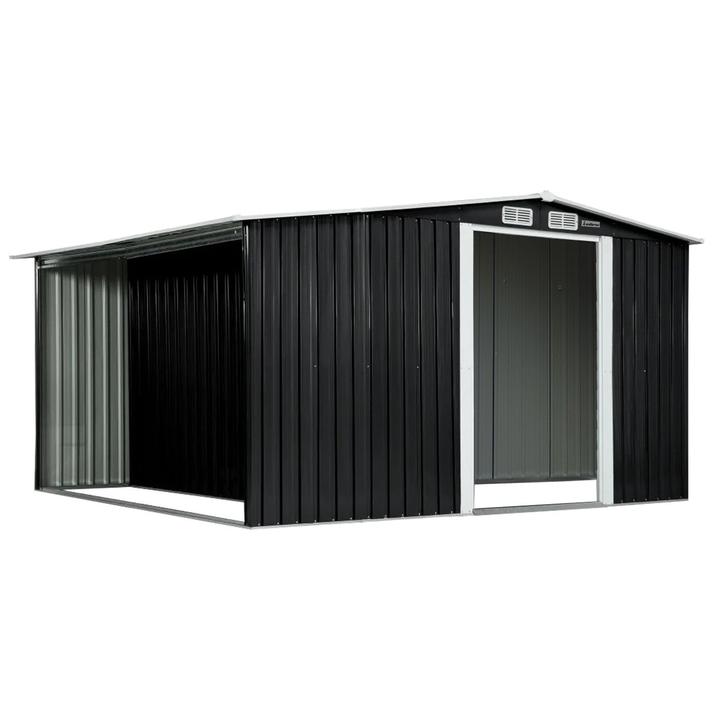 Wallaroo Garden Shed with Semi-Closed Storage 8*8FT - Black