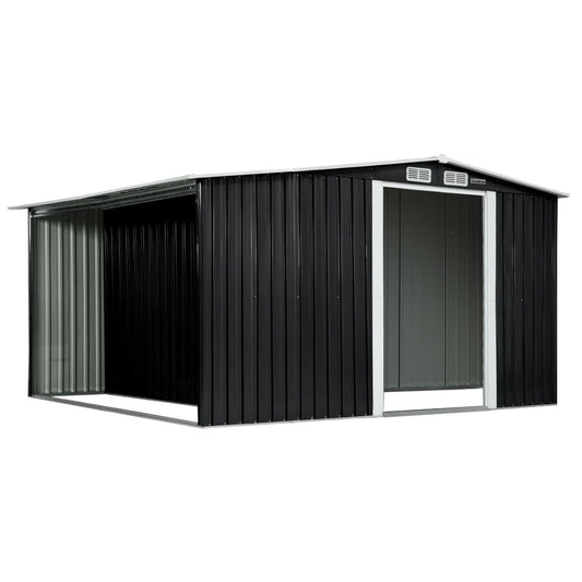 Wallaroo Garden Shed with Semi-Closed Storage 8*8FT - Black