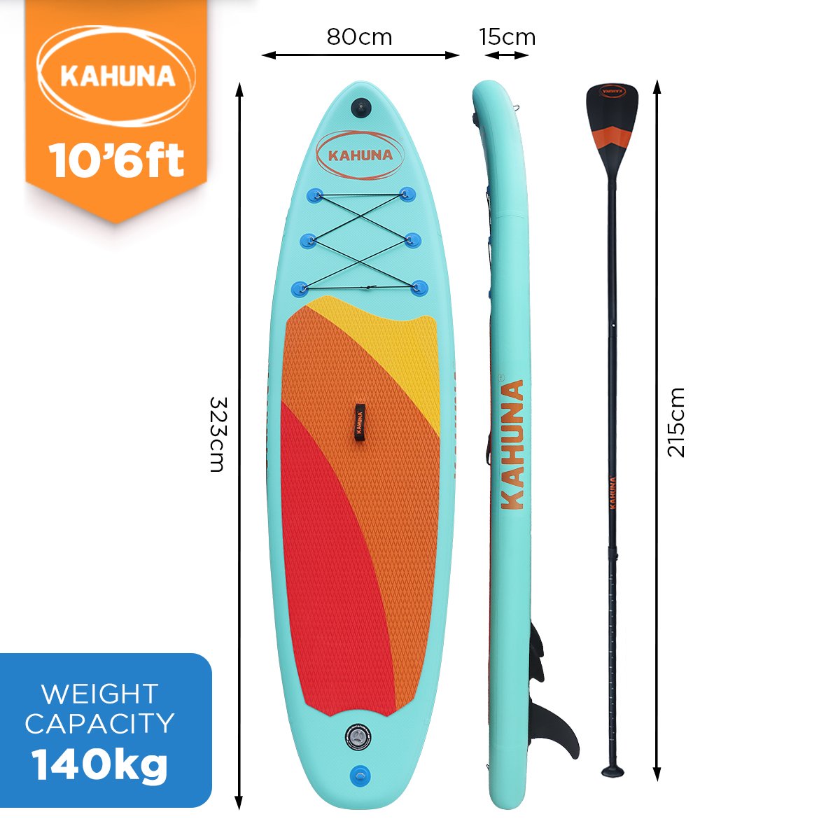 Kahuna Hana Inflatable Stand Up Paddle Board 10ft6in iSUP Accessories