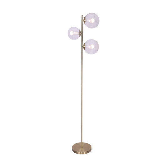 Sarantino 3-Light Gold Metal Floor Lamp with Glass Shades