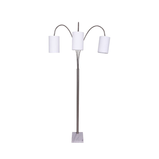 Sarantino 3-Light Metal Arc Floor Lamp - Nickel & Marble Finish