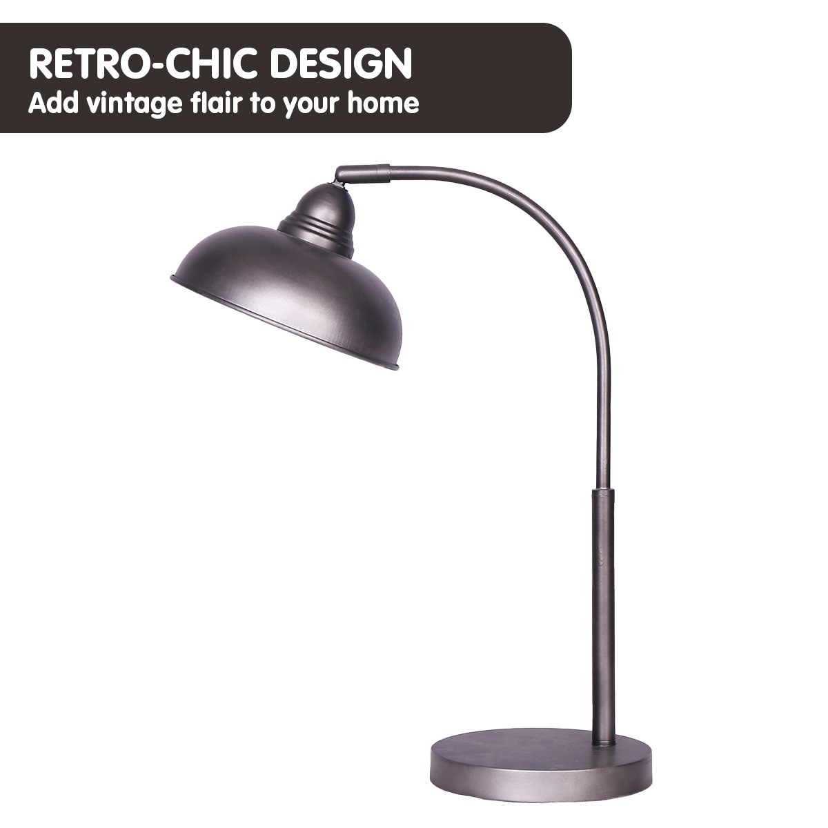 Sarantino Table Lamp Industrial Chic Adjustable Angle - Dark Grey