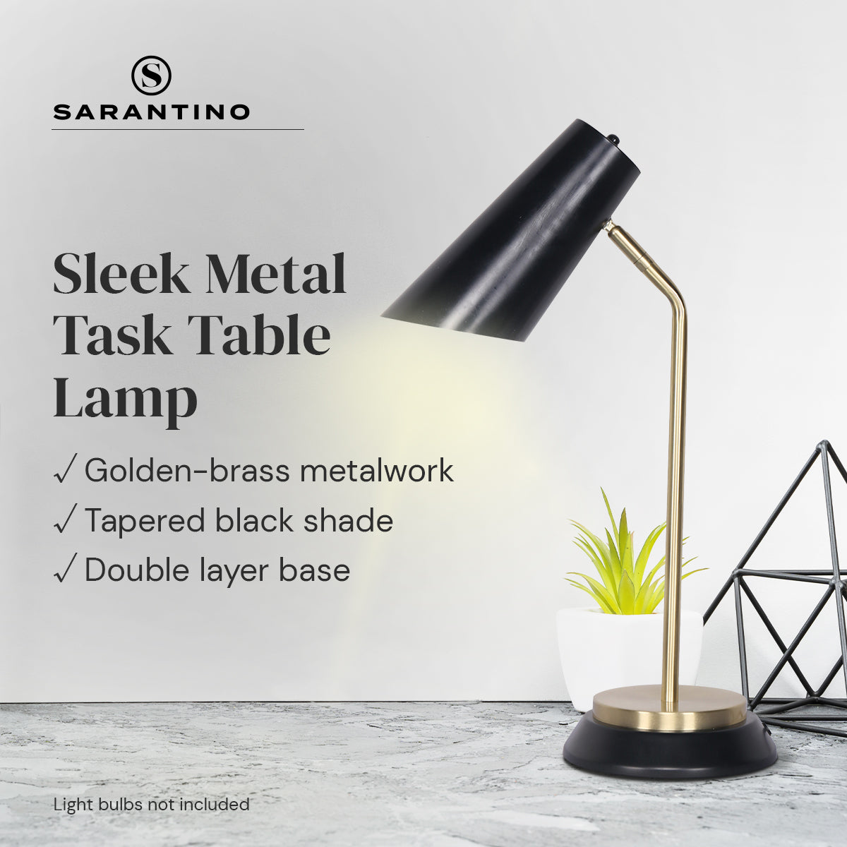 Sarantino Electric Reading Light Table Lamp Brass Finish - Black