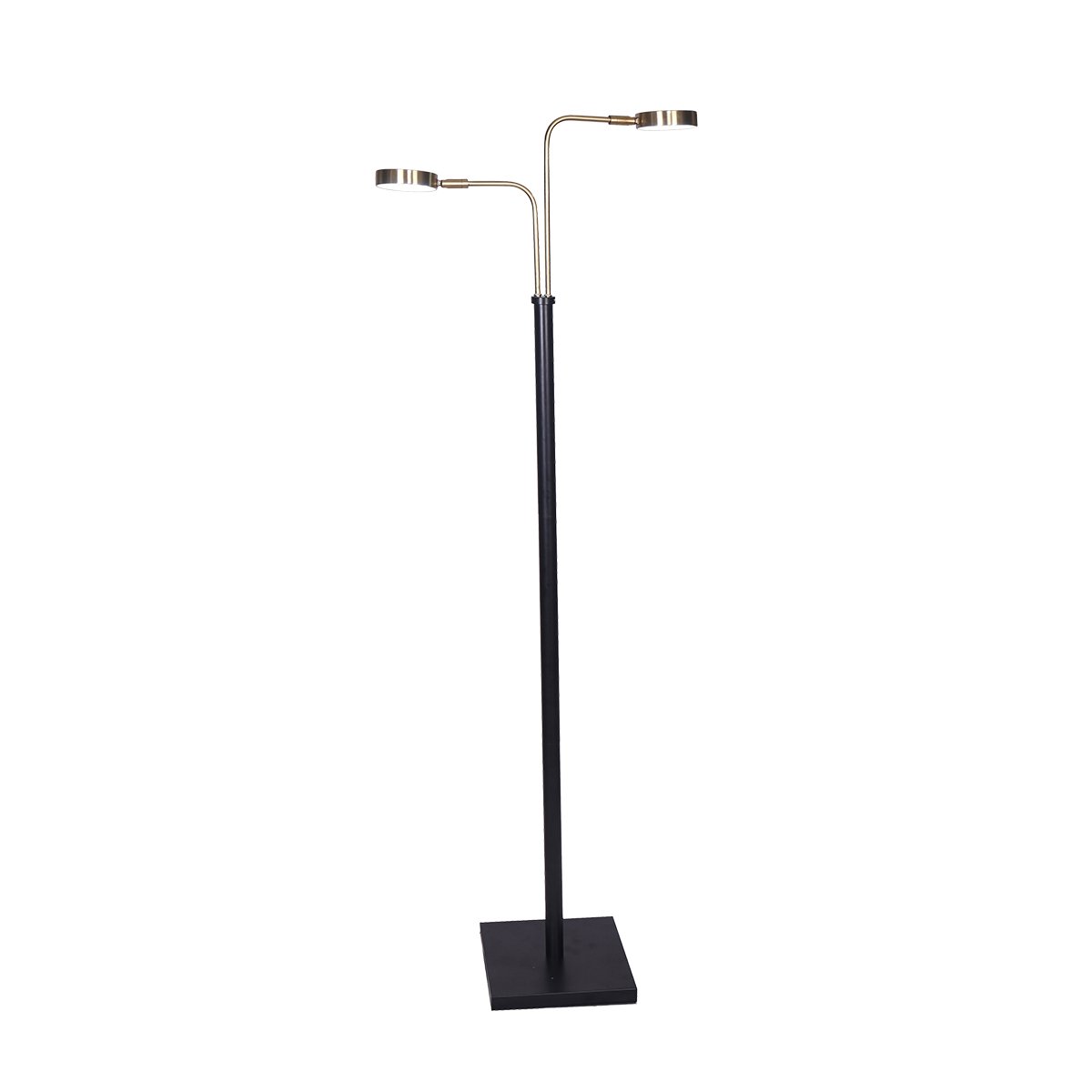 Sarantino LED Metal Floor Lamp with 2 Lights in Brushed Gold and Black Finish